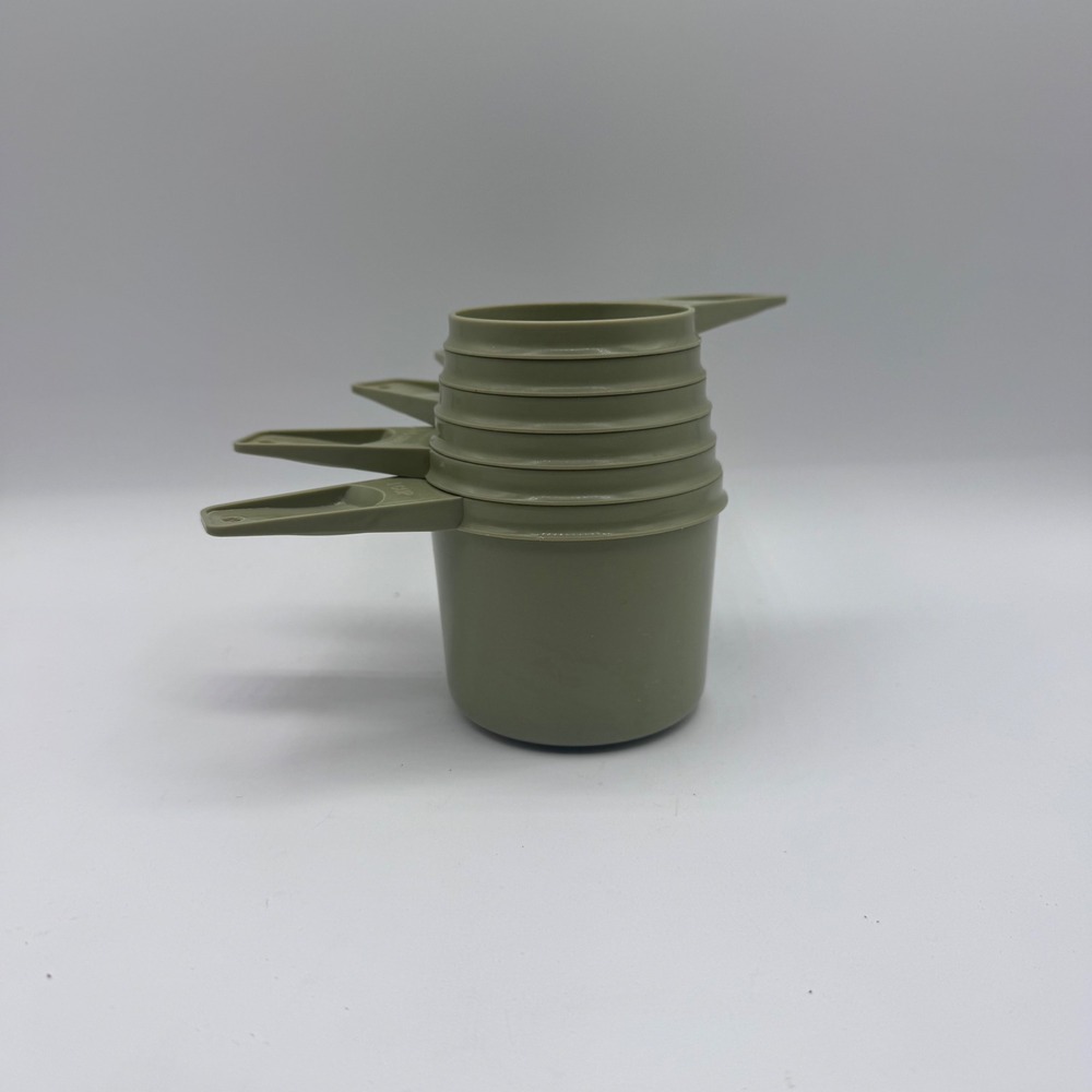 Vintage Tupperware Avocado Green Measuring Cup Set 5 Piece Nesting Made in USA